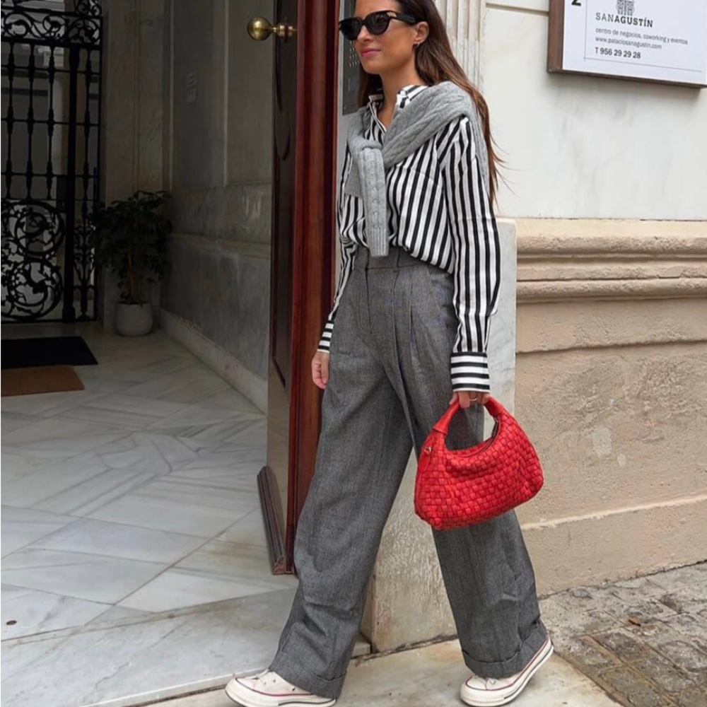 Lauren Ralph Lauren high waisted gray wool pleaded pants #B